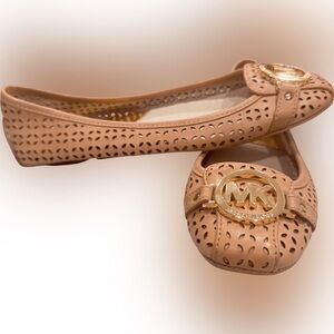 Michael Kors Perforated Leather Flats in Tan
